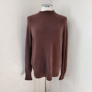 J.Crew Womens Brown Merino Wool Alpaca Blend Mock Neck Sweater Medium